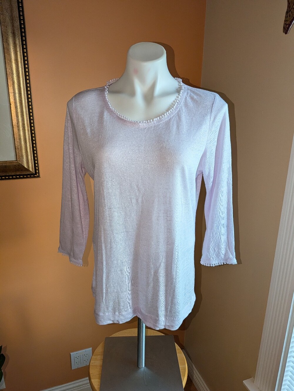 J. Jill Light Pink Long Sleeve Scoop Neck Top